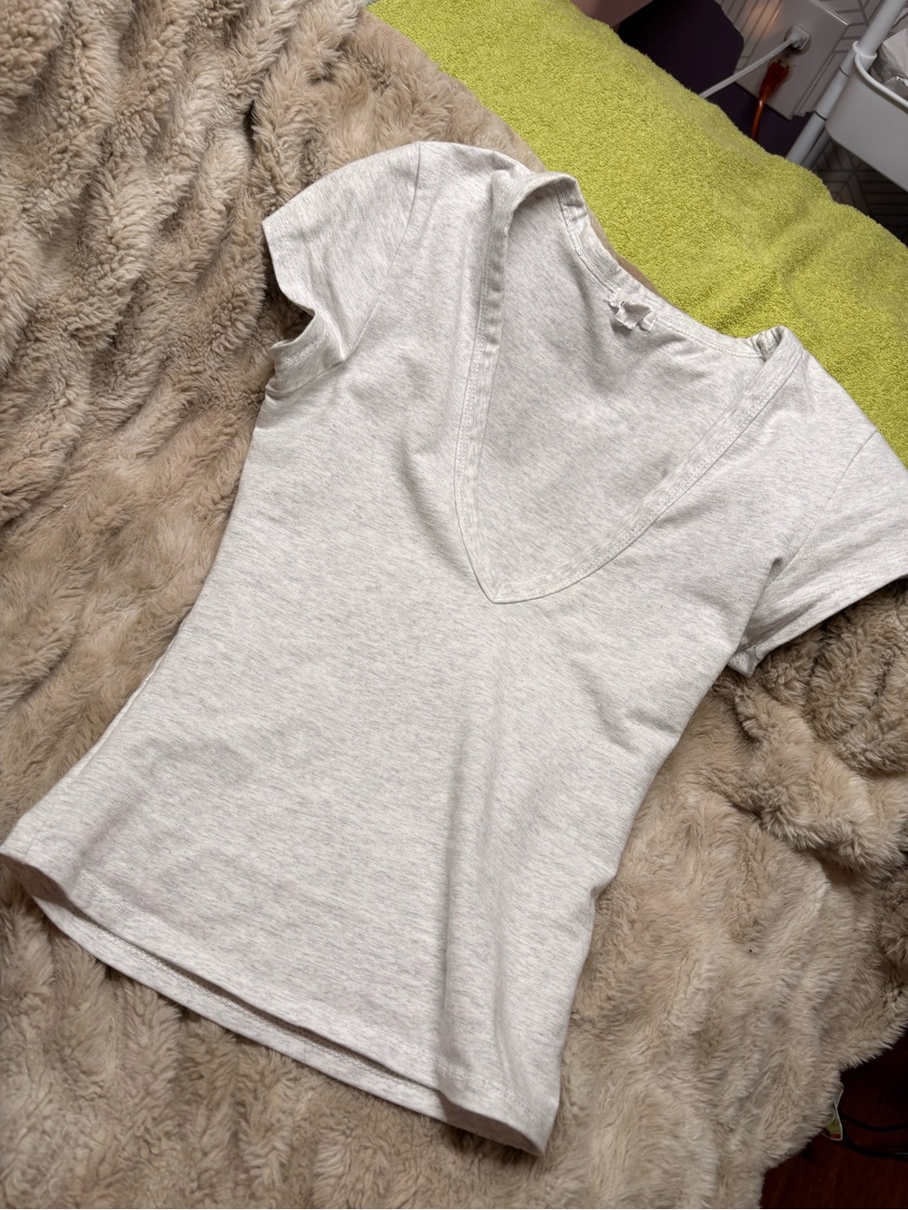 Garage Light Gray V-Neck Short Sleeve Tee